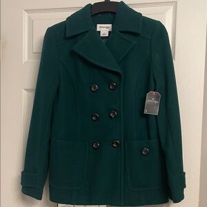 Dark Teal Double-Breasted Pea Coat S size